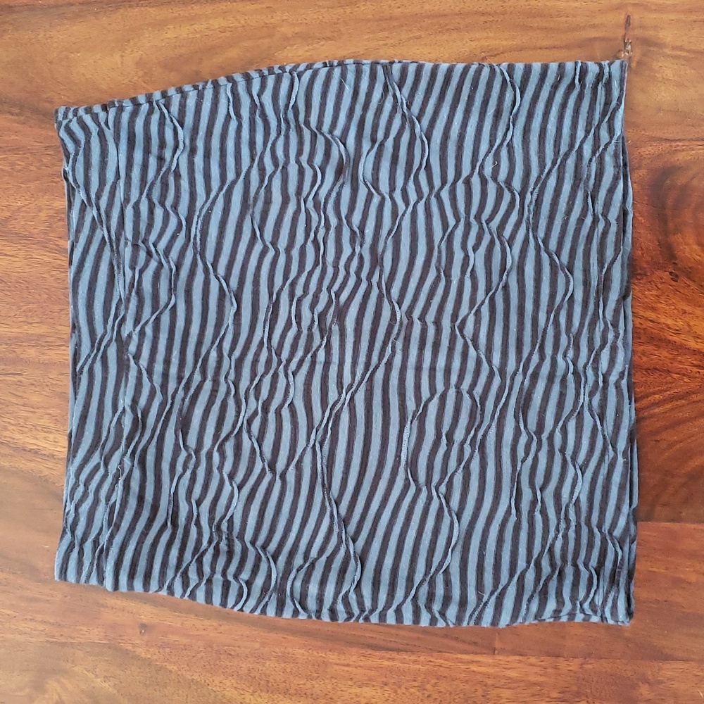 FREE PEOPLE Striped Bodycon Mini Skirt Black Blue SMALL Cotton Blend - Picture 3 of 9